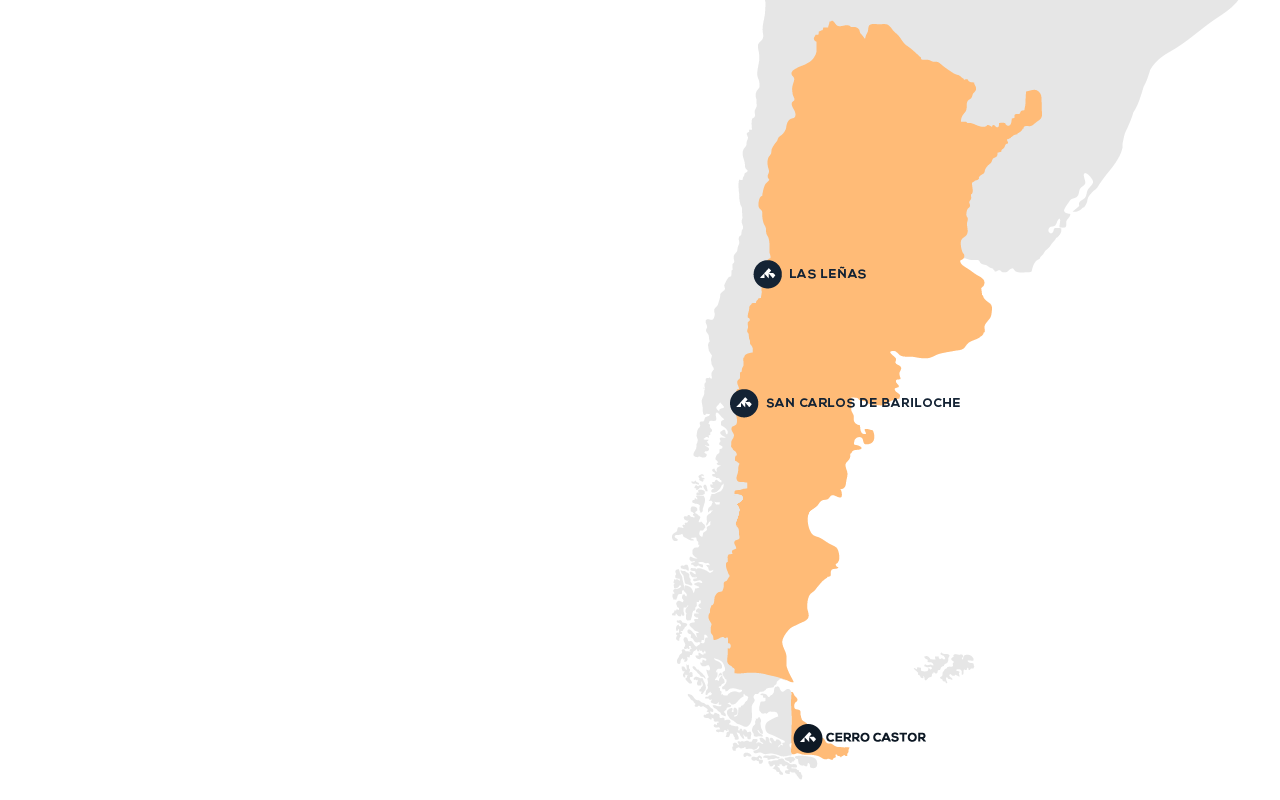 Map of destinations in Argentina