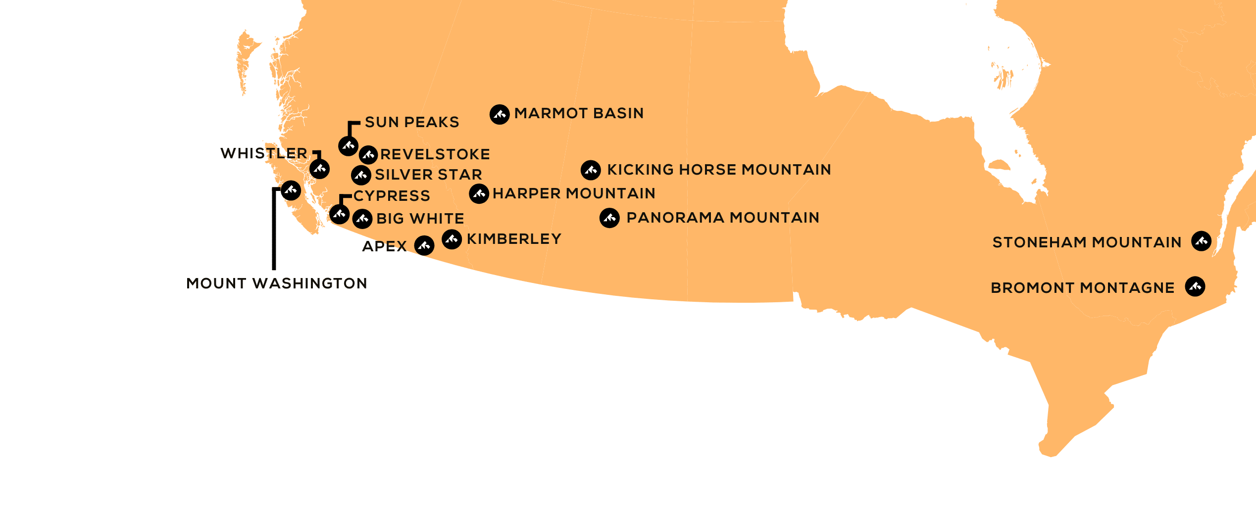 ski resort map canada